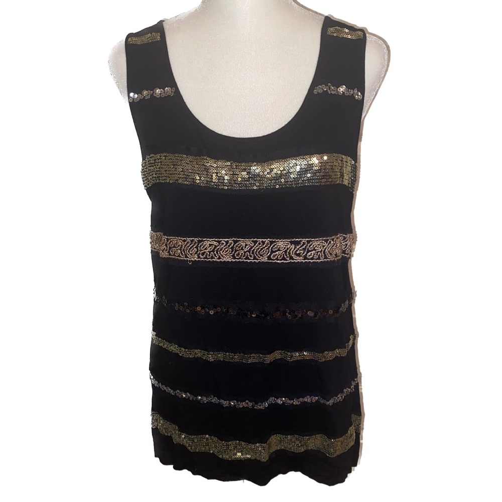 DESIGN365 Black Tank w/ sequins